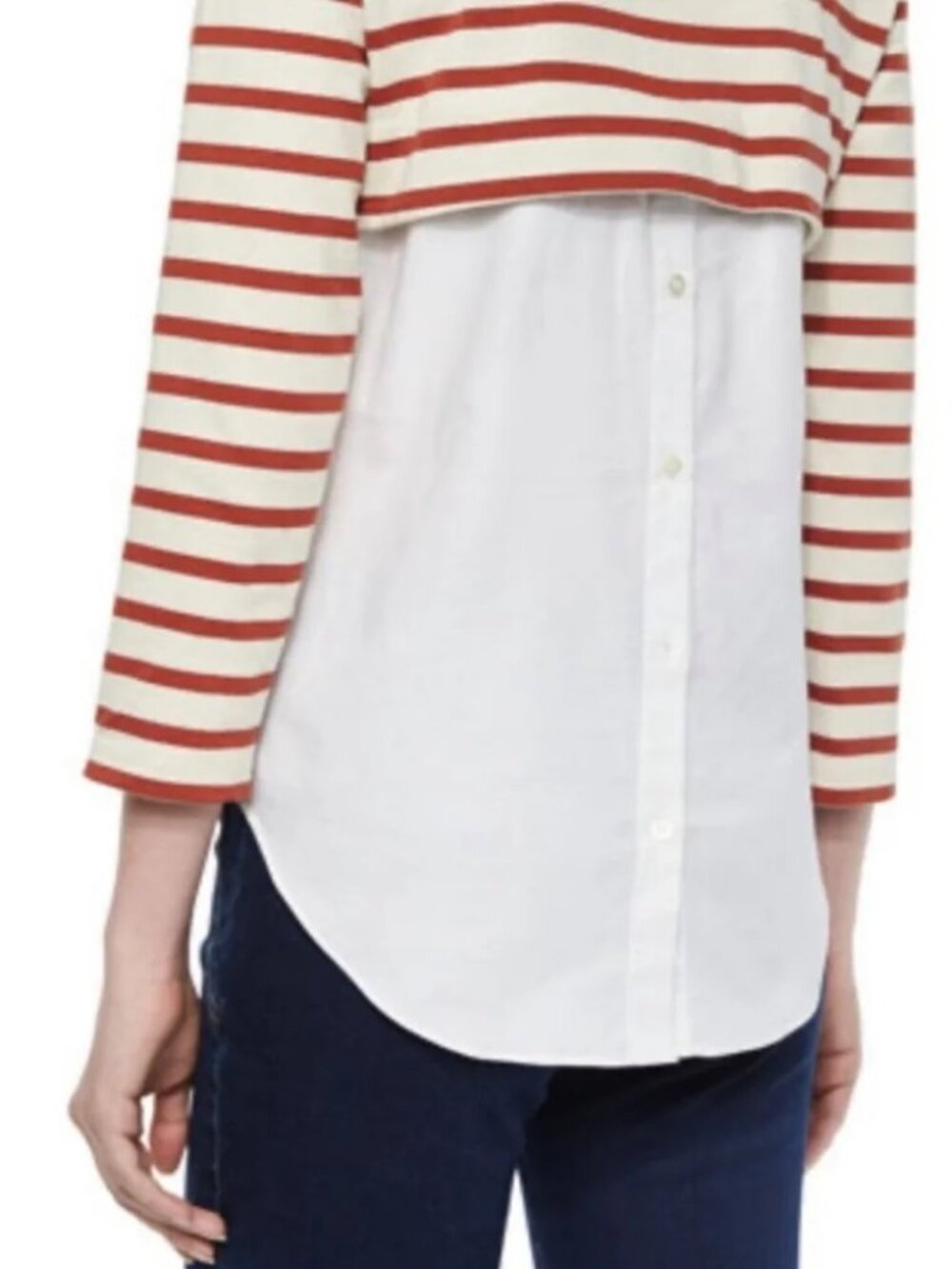 Veronica Beard Anchor Layered Striped Poplin Shirt XS - Picture 3 of 4